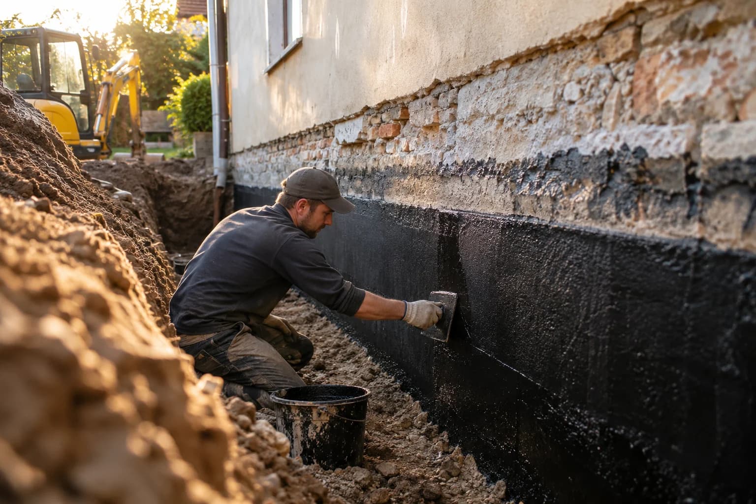 Oprava a hydroizolace odkopaných základů domu